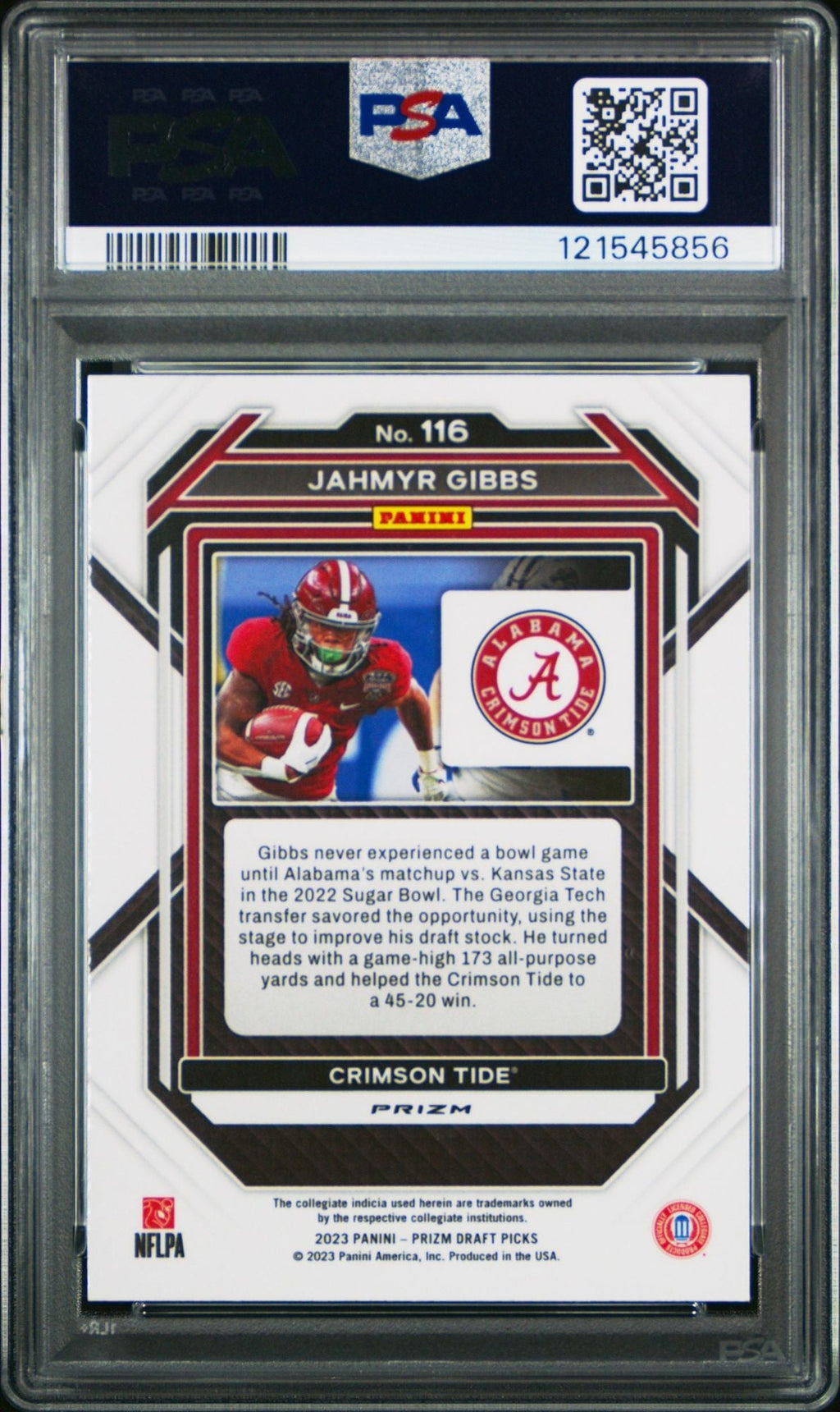 Graded 2023 Panini Prizm Draft Picks Jahmyr Gibbs #116 Red Ice Rookie RC Football Card PSA 10 Gem Mint