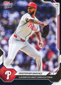 2026 Topps Now Cristopher Sanchez #258 Black Foil /10 Club Mark for Longest Scoreless Innings Pitched Streak Philadelphia Phillies Baseball Card