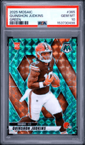Graded 2025 Panini Mosaic Quinshon Judkins #365 Green Rookie RC Football Card PSA 10 Gem Mint