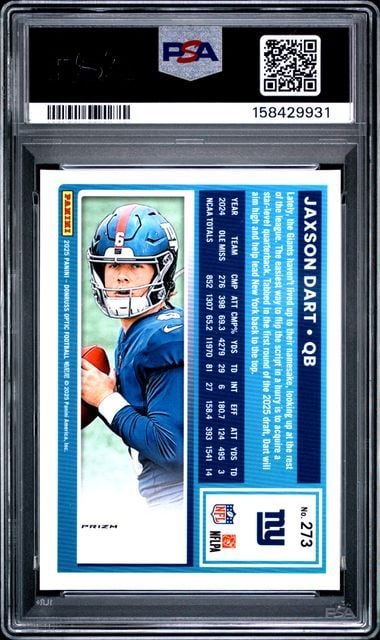 Graded 2025 Donruss Optic Jaxson Dart #273 Pink Rookie RC Football Card PSA 10 Gem Mint