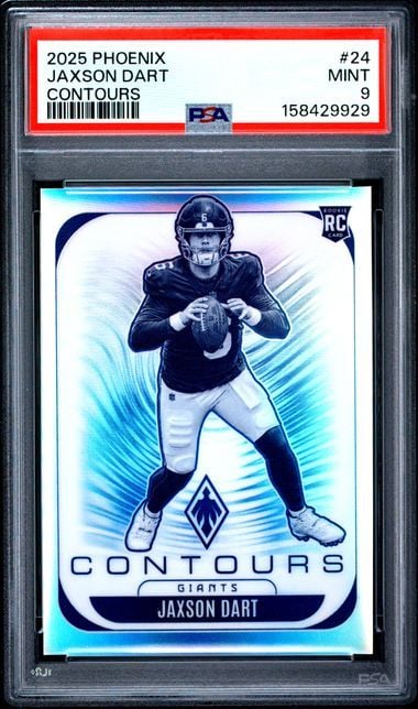 Graded 2025 Panini Phoenix Jaxson Dart #24 Contours Rookie RC Football Card PSA 9 Mint