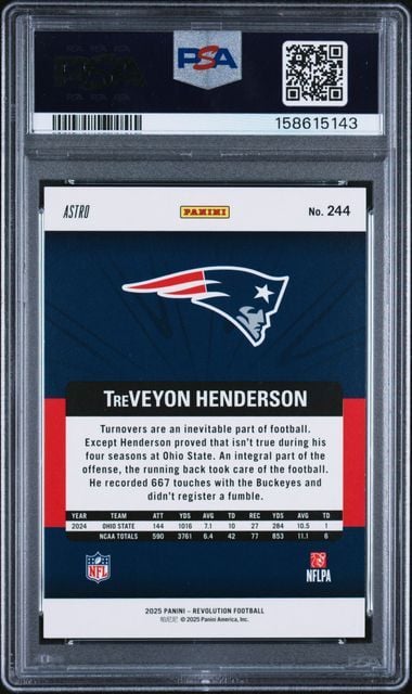 Graded 2025 Panini Revolution TreVeyon Henderson #244 Red Astro Rookie RC Football Card PSA 10 Gem Mint