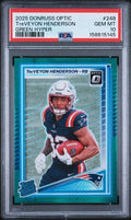 Graded 2025 Donruss Optic TreVeyon Henderson #248 Green Hyper Rookie RC Football Card PSA 10 Gem Mint