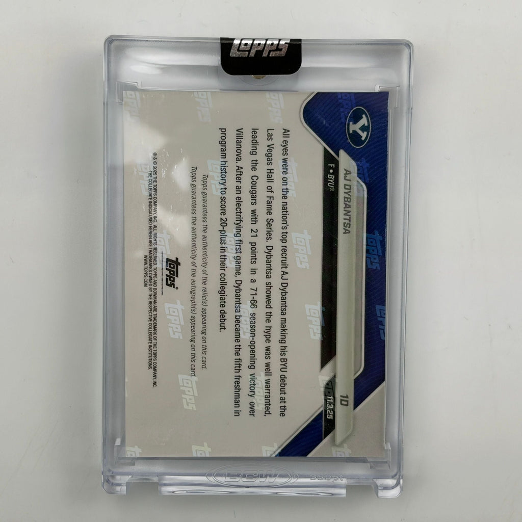 2025 Topps Bowman U Now AJ Dybantsa #1 Foilfractor Relic Auto 1/1 Number 1 Recruit in the Nation Debuts at BYU BYU Cougars Rookie RC Basketball Card
