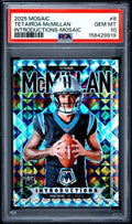 Graded 2025 Panini Mosaic Tetairoa McMillan #8 Introductions Mosaic Rookie RC Football Card PSA 10 Gem Mint