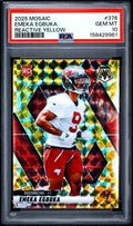 Graded 2025 Panini Mosaic Emeka Egbuka #376 Reactive Yellow Rookie RC Football Card PSA 10 Gem Mint