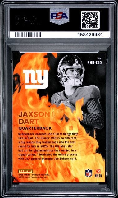 Graded 2025 Panini Donruss Jaxson Dart #RHRJXD Red Hot Rookies Rookie RC Football Card PSA 10 Gem Mint