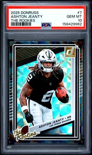 Graded 2025 Donruss Ashton Jeanty #7 The Rookies Rookie RC Football Card PSA 10 Gem Mint