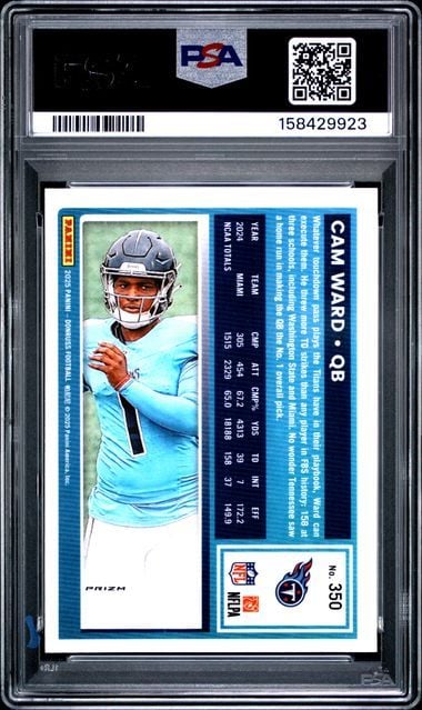 Graded 2025 Panini Donruss Cam Ward #350 Optic Preview Red Wave Rookie RC Football Card PSA 10 Gem Mint