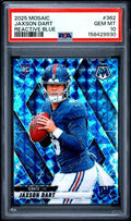 Graded 2025 Panini Mosaic Jaxson Dart #362 Reactive Blue Rookie RC Football Card PSA 10 Gem Mint