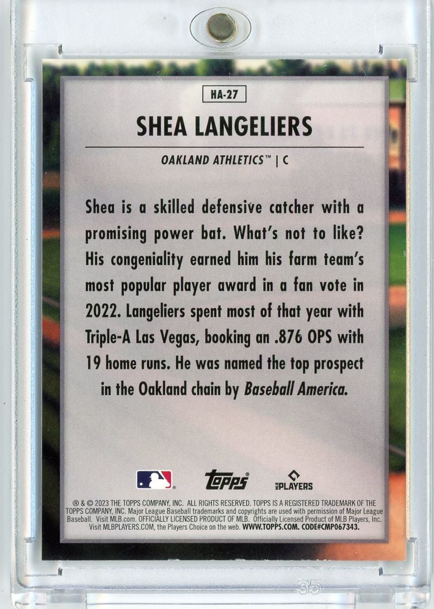 2023 Topps Shea Langeliers #HA27 Home Field Advantage Athletics Rookie RC Baseball Card