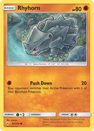 Rhyhorn 092/214 - SM  Unbroken Bonds