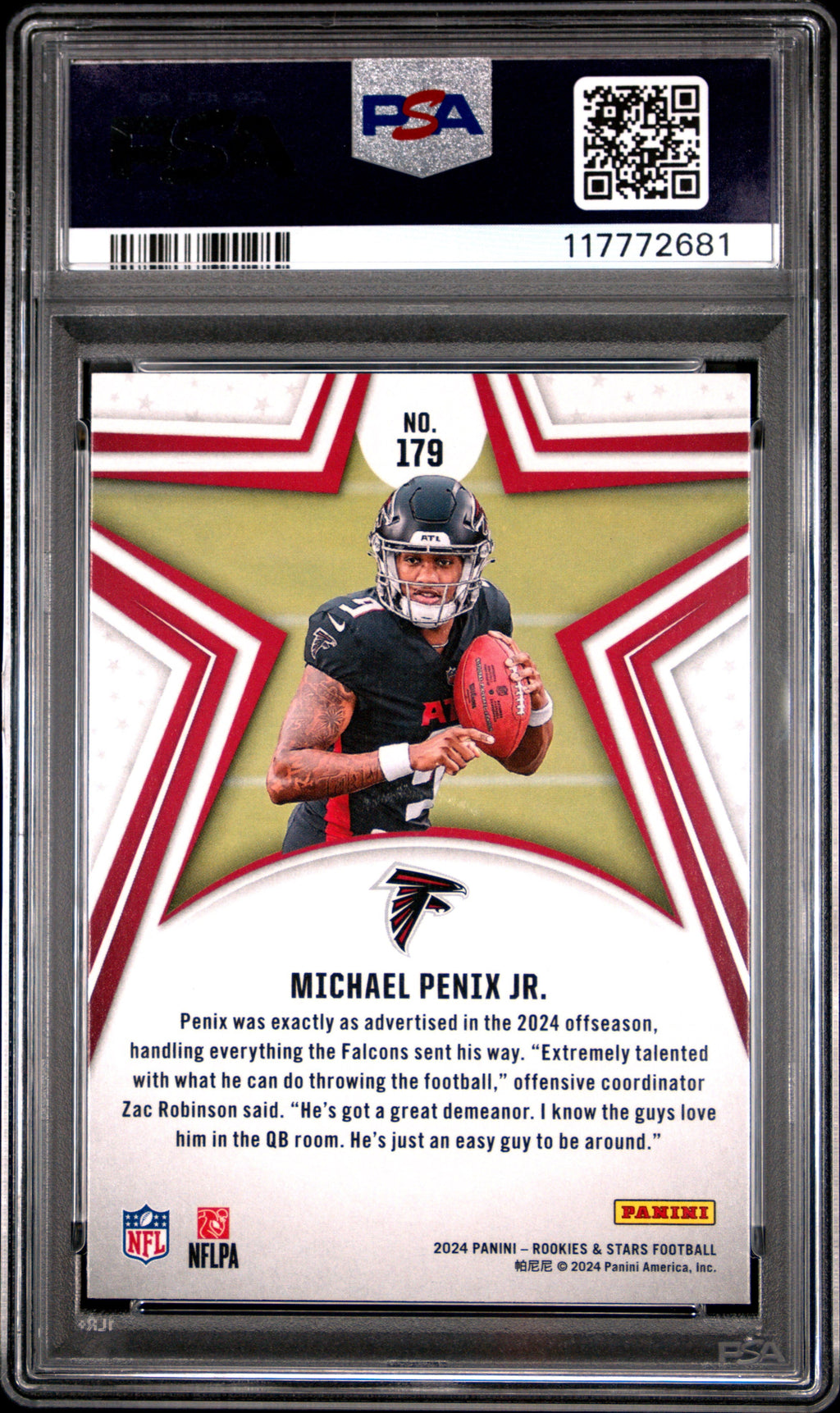 Graded 2024 Panini Rookies & Stars Michael Penix Jr #179 Red Rookie RC Football Card PSA 10 Gem Mint