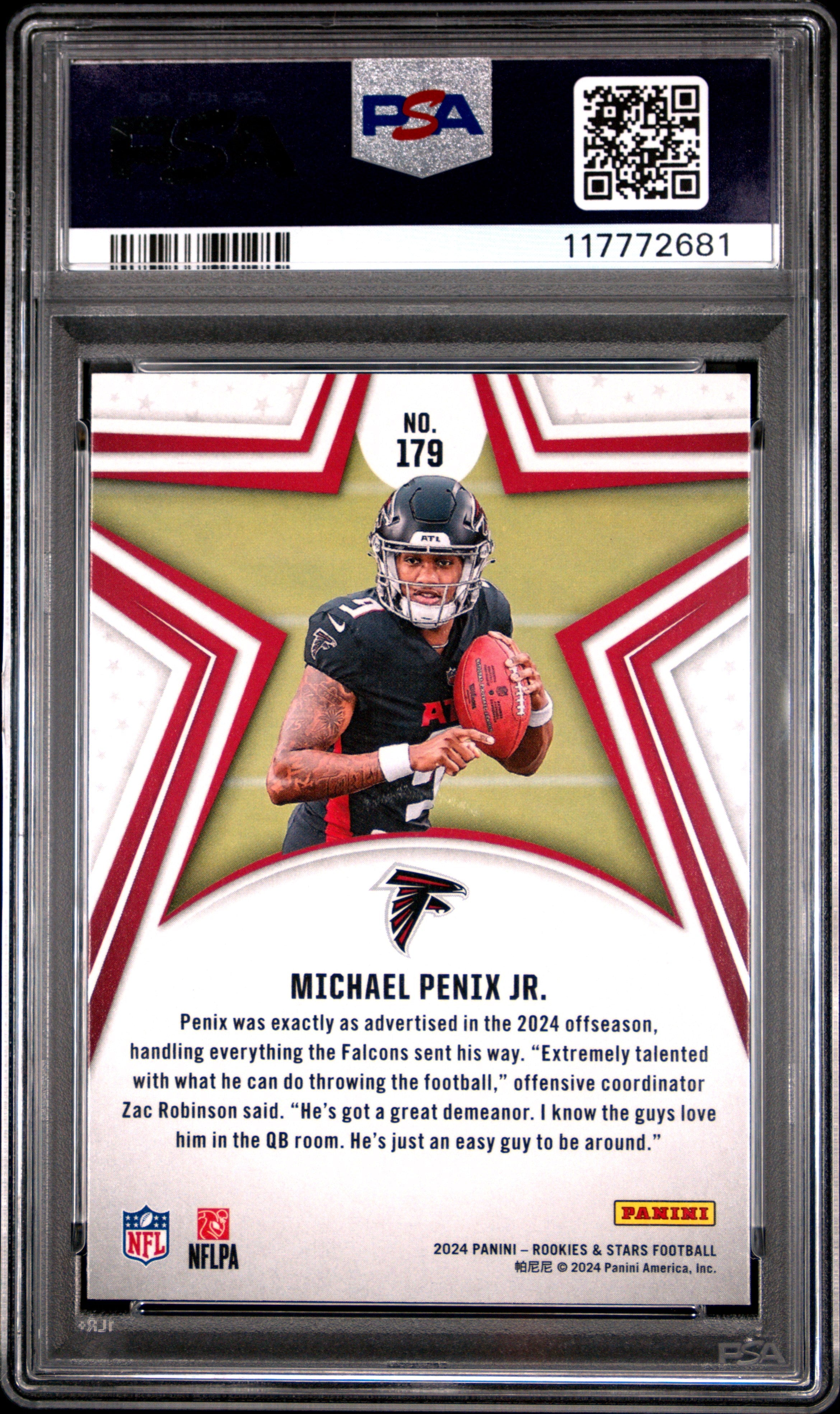 Graded 2024 Panini Rookies & Stars Michael Penix Jr #179 Red Rookie RC Football Card PSA 10 Gem Mint