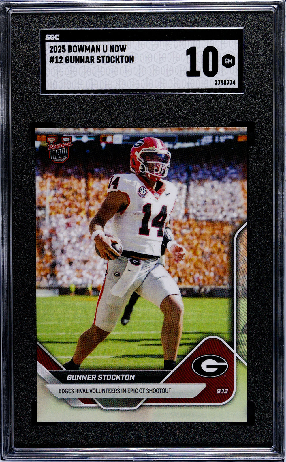 Graded 2025 Topps Bowman U Now Gunner Stockton #12 Rookie RC Football Card SGC 10 Gem Mint
