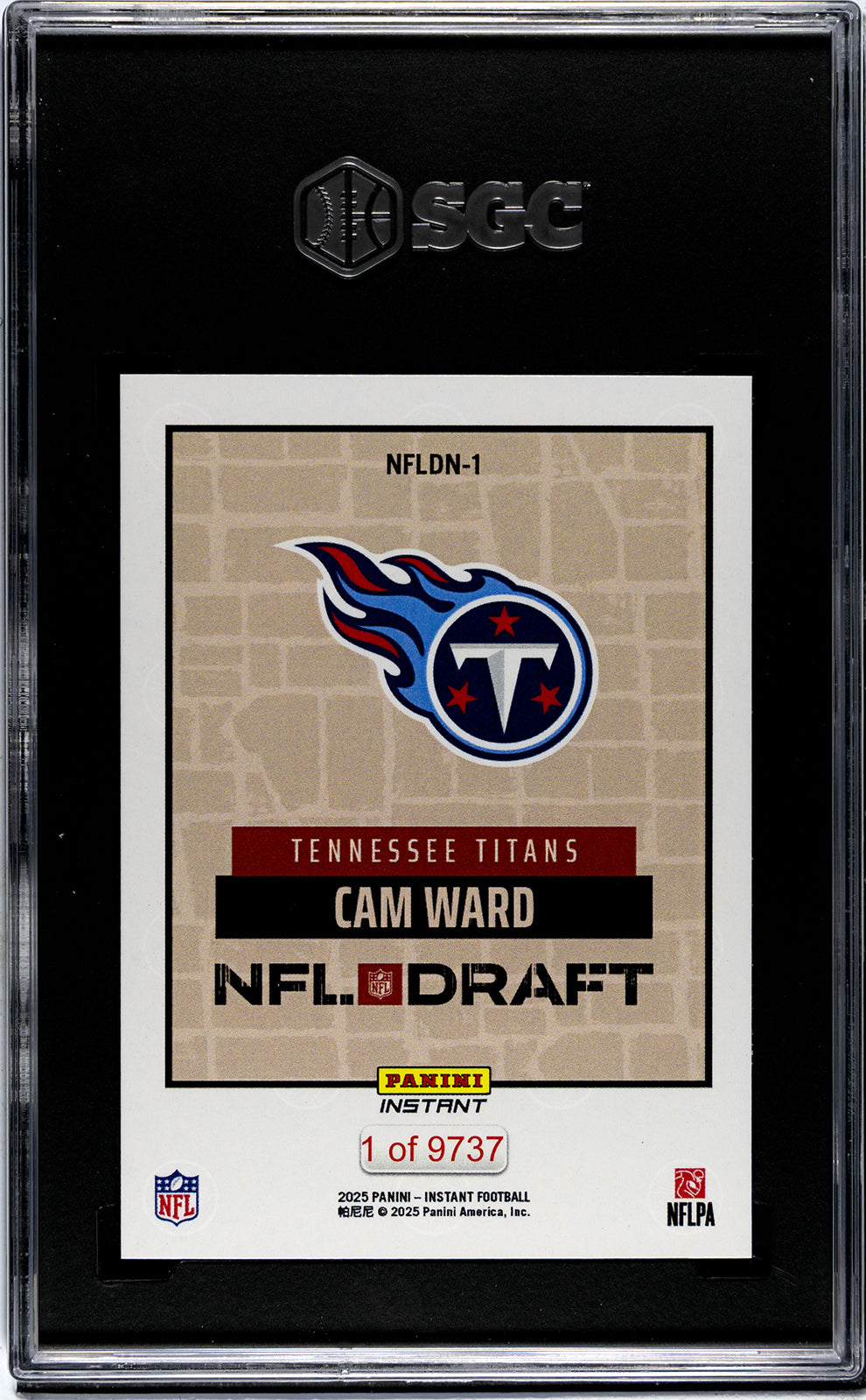 Graded 2025 Panini Instant Cam Ward #NFLDN1 NFL Draft Night Rookie RC Football Card SGC 10 Gem Mint