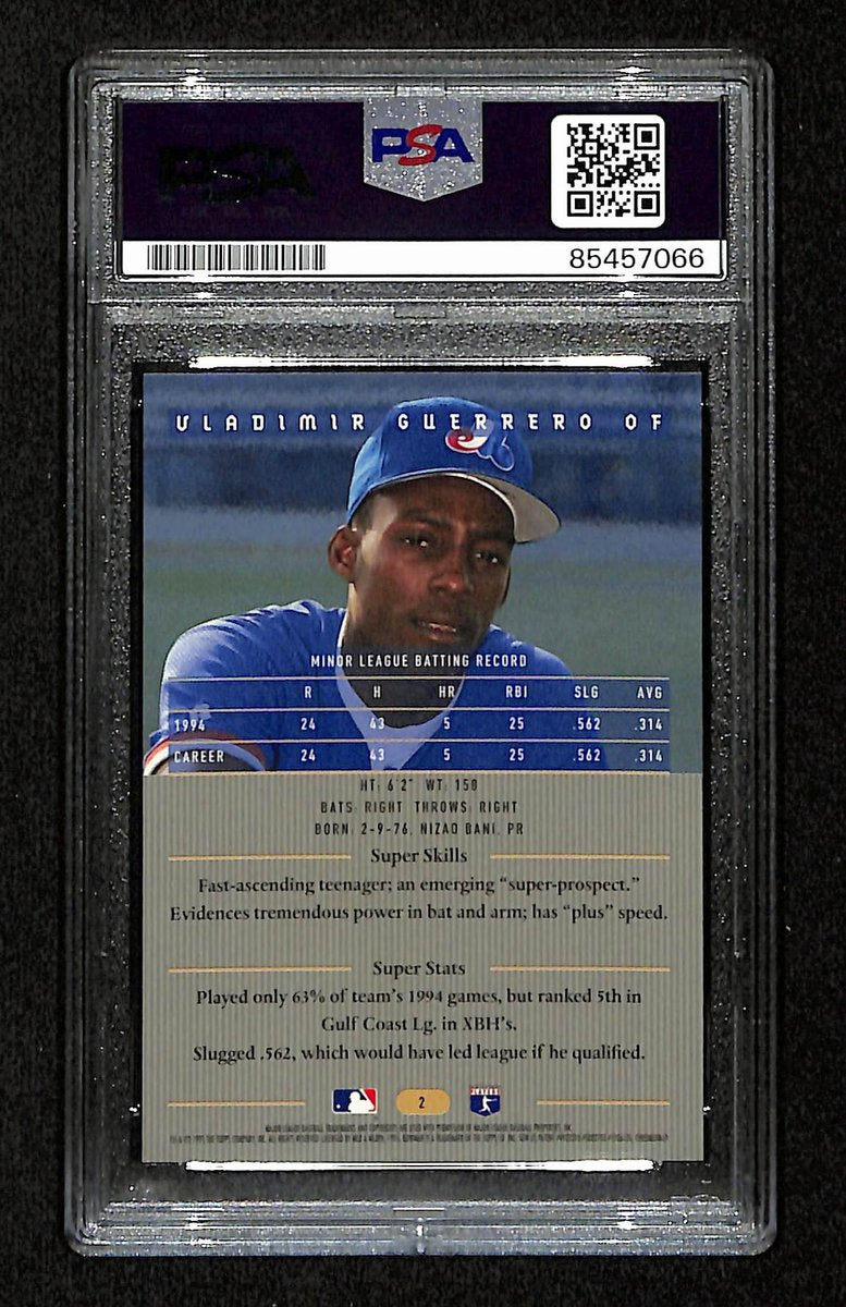 Vladimir Guerrero Signed/Auto 1995 Bowman's Best RC Card #2 Expos PSA/DNA 195160