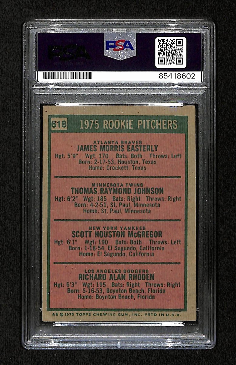 Easterly/Johnson/McGregor/Rhoden Signed 1975 Topps RC Card #618 PSA/DNA 195200