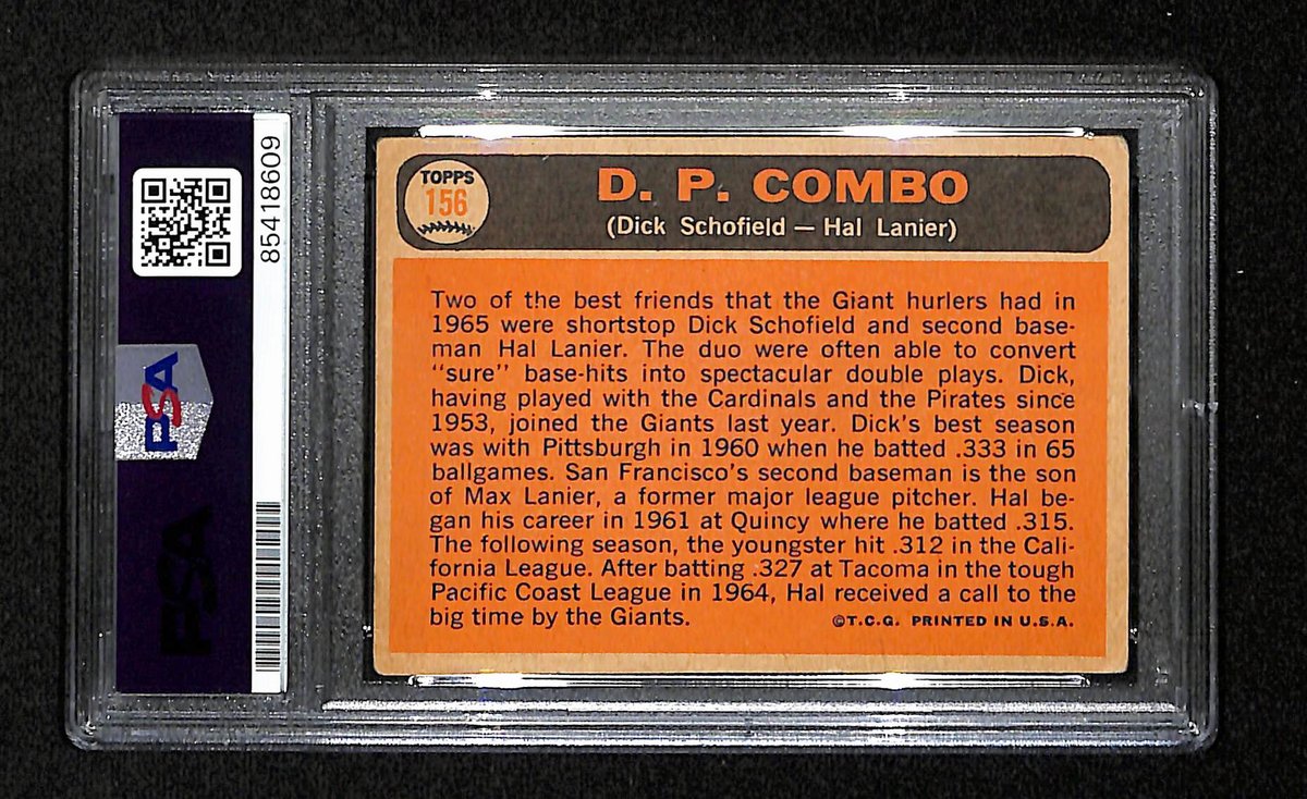 Dick Schofield/Hal Lanier Signed/Auto 1966 Topps Card #156 Giants PSA/DNA 195201