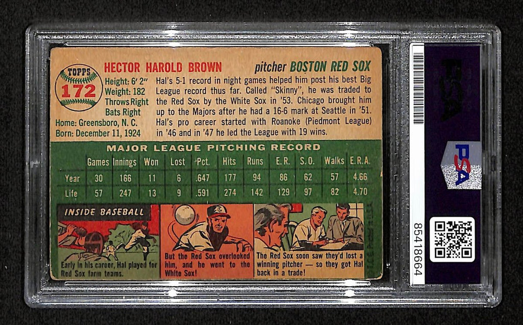 Hal Brown Signed/Auto 1954 Topps Card #172 Baltimore Orioles PSA/DNA 194829