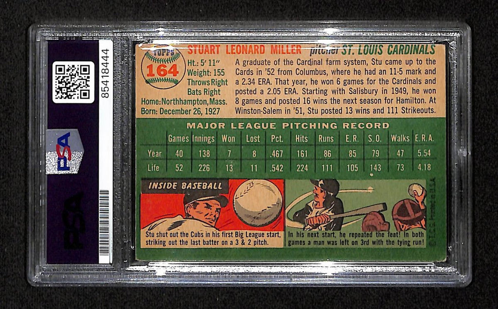 Stu Miller Signed/Auto 1954 Topps Card #164 St. Louis Cardinals PSA/DNA 194832