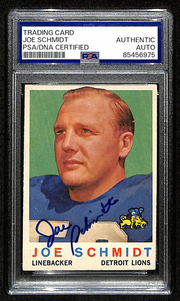 Joe Schmidt HOF Signed/Auto 1959 Topps Card #6 Detroit Lions PSA/DNA 195043