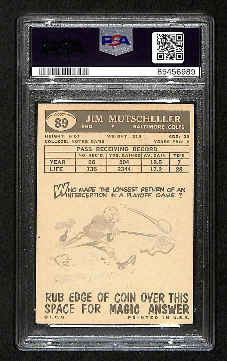 Jim Mutscheller Signed/Auto 1959 Topps Card #89 Baltimore Colts PSA/DNA 195044
