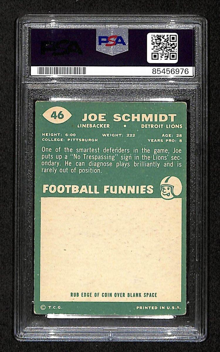 Joe Schmidt HOF Signed/Auto 1960 Topps Card #46 Detroit Lions PSA/DNA 195049