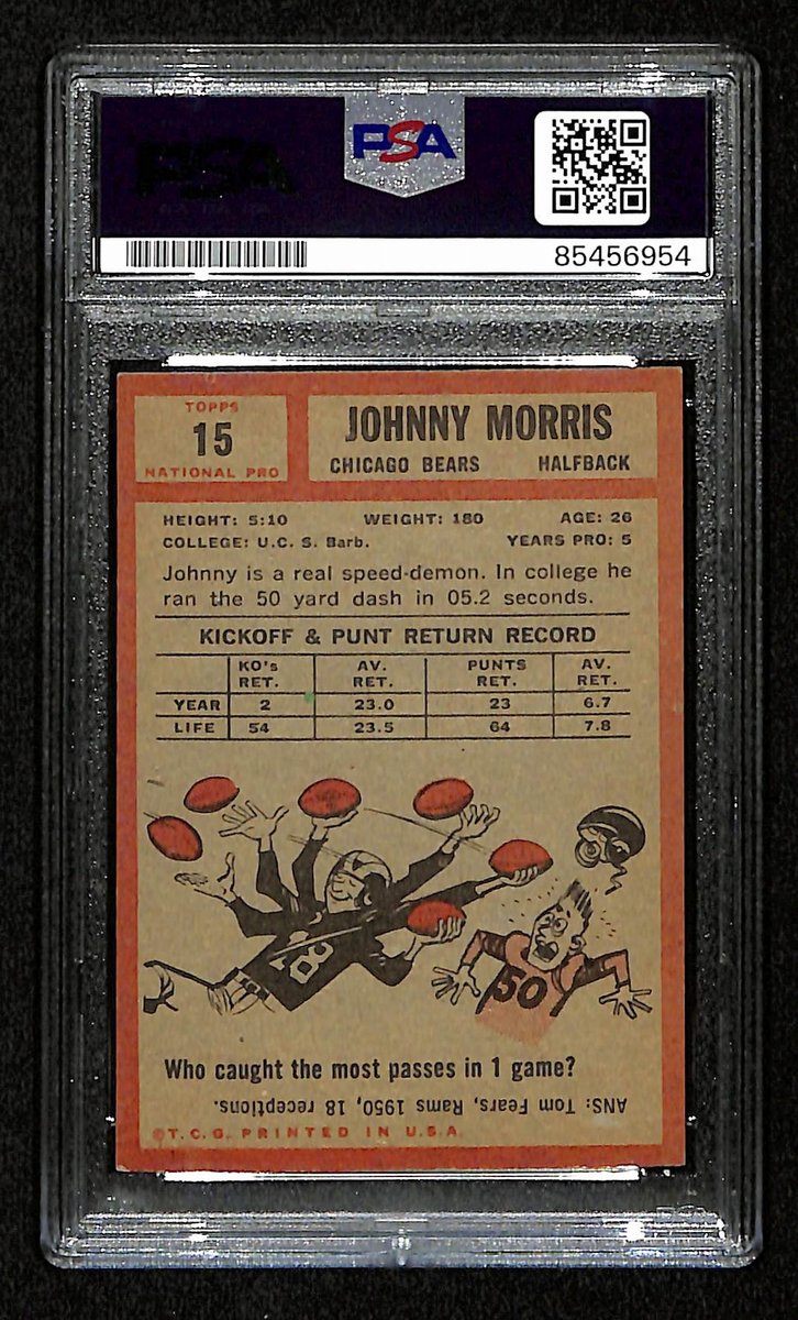 Johnny Morris Signed/Auto 1962 Topps Card #15 Chicago Bears PSA/DNA 195063