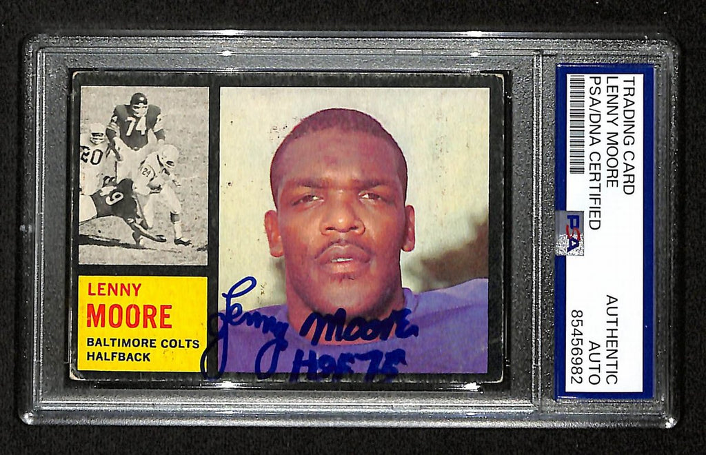 Lenny Moore HOF Signed/Inscr 1962 Topps Card #2 Baltimore Colts PSA/DNA 195066