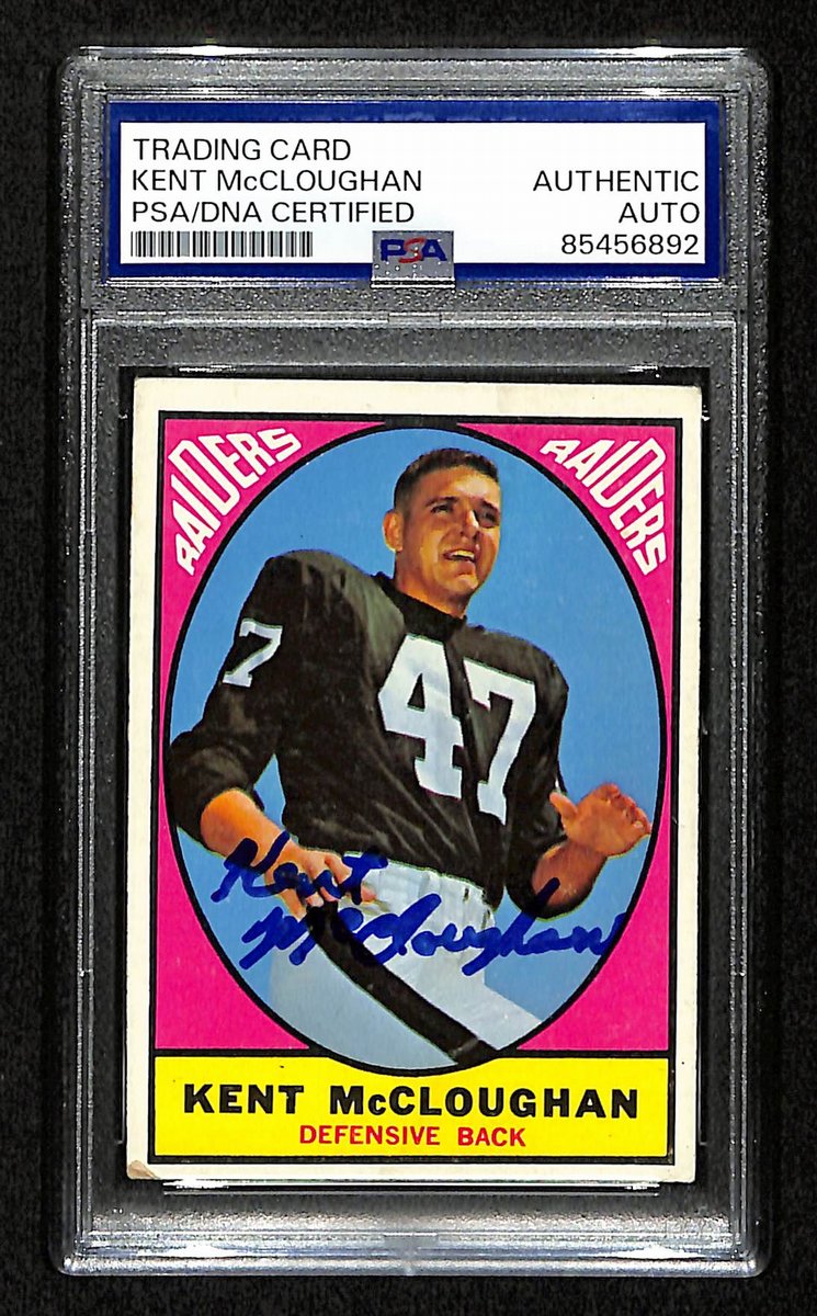 Kent McLoughan Signed/Auto 1967 Topps Card #112 Oakland Raiders PSA/DNA 195078