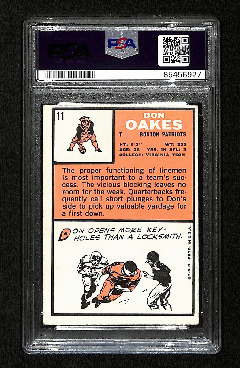 Don Oakes Signed/Auto 1966 Topps Card #11 Boston Patriots PSA/DNA 195087