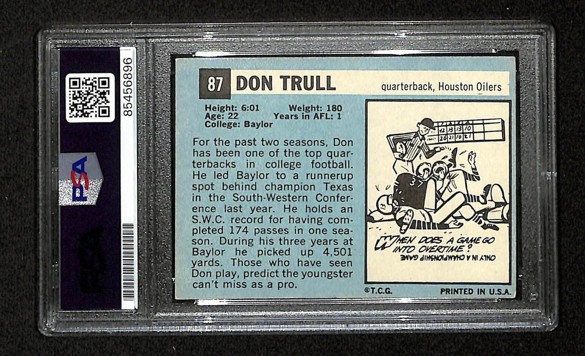 Don Trull Signed/Autographed 1964 Topps Card #87 Houston Oilers PSA/DNA 195100