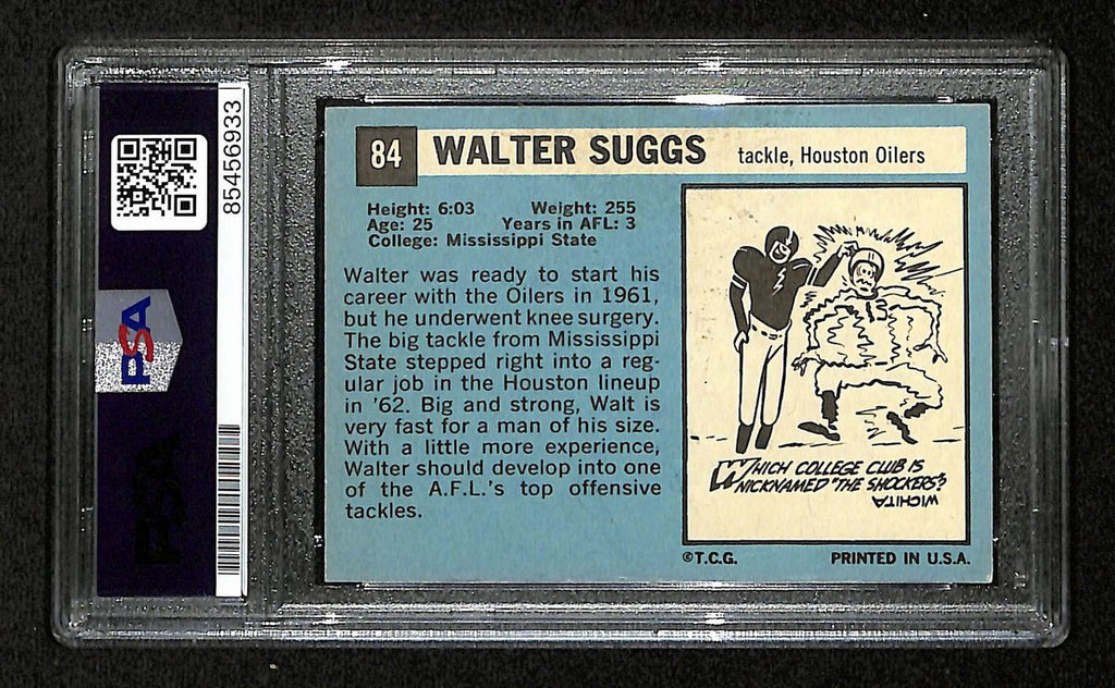 Walter Suggs Signed/Auto 1964 Topps Card #84 Houston Oilers PSA/DNA 195101