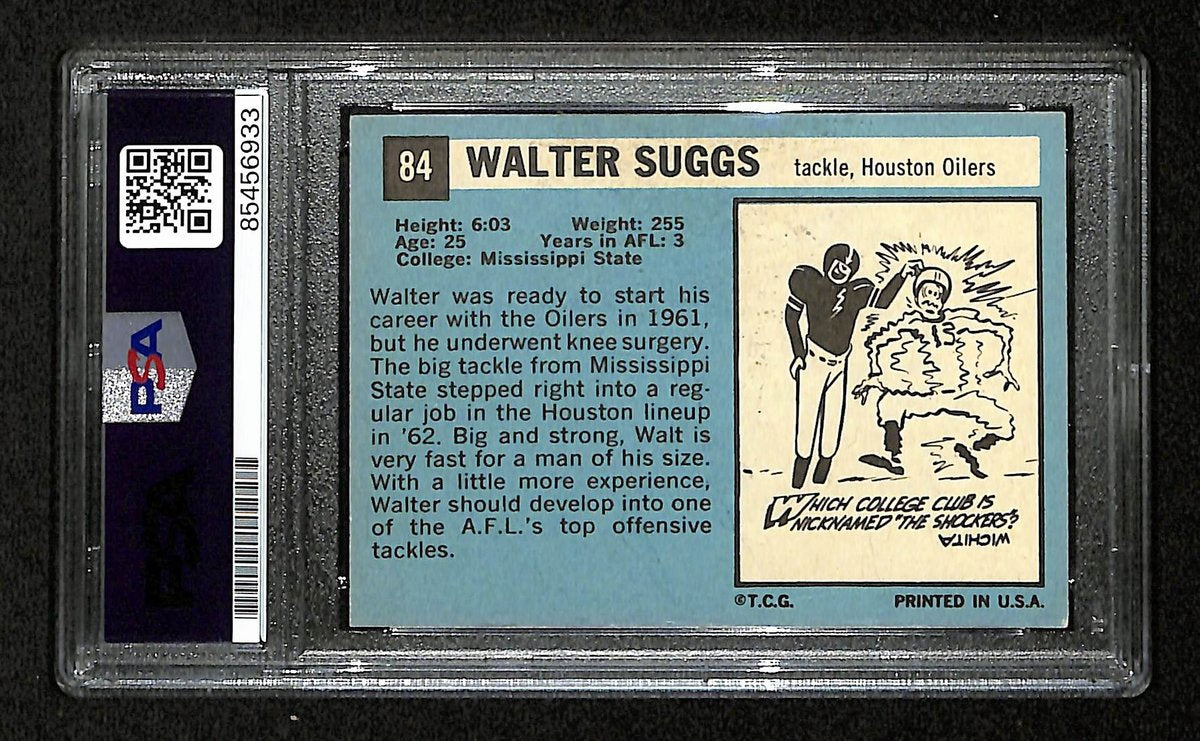 Walter Suggs Signed/Auto 1964 Topps Card #84 Houston Oilers PSA/DNA 195101