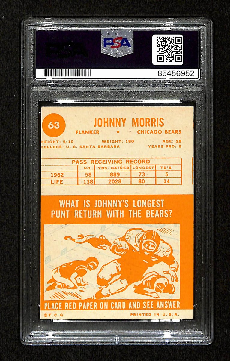 Johnny Morris Signed/Auto 1963 Topps Card #63 Chicago Bears PSA/DNA 195112