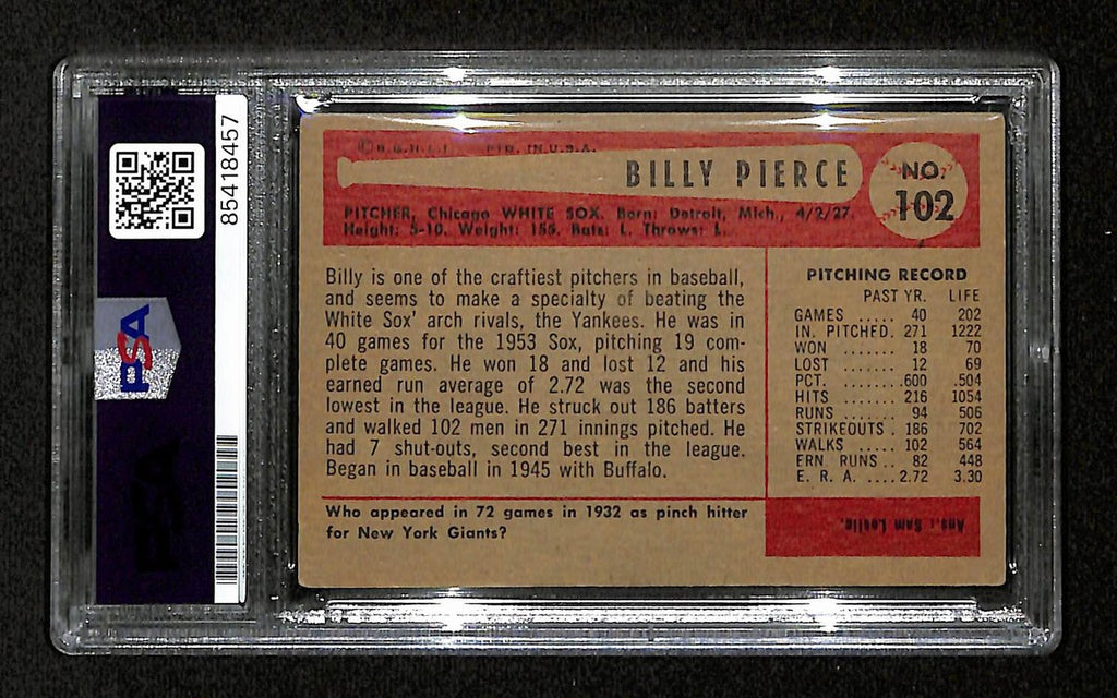 Billy Pierce Signed/Autographed 1954 Bowman Card #102 White Sox PSA/DNA 194812