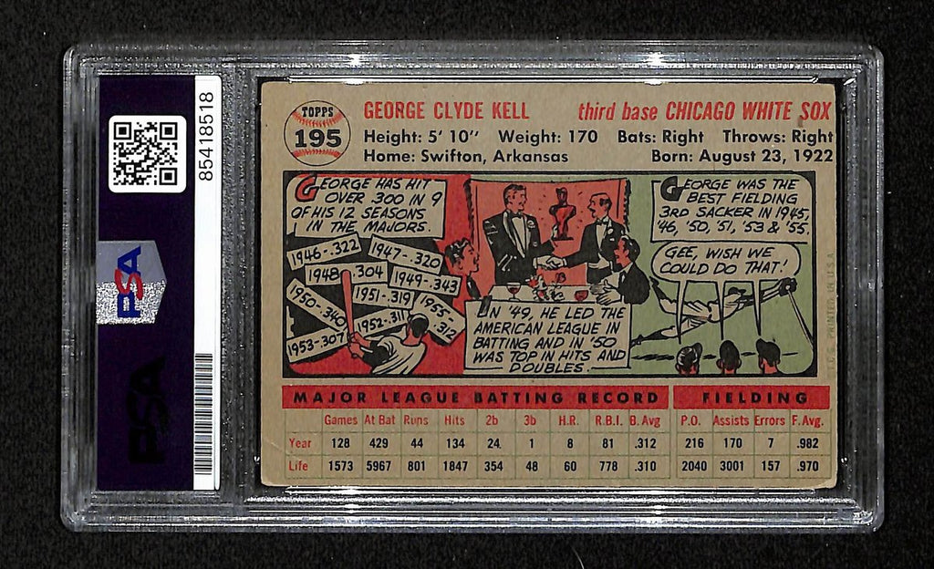 George Kell HOF Signed/Inscribed 1956 Topps Card #195 White Sox PSA/DNA 194867