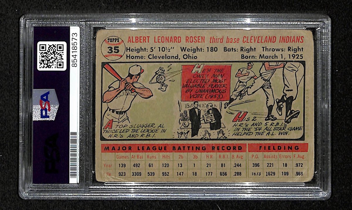 Al Rosen Signed/Autographed 1956 Topps Card #35 Cleveland Indians PSA/DNA 194871
