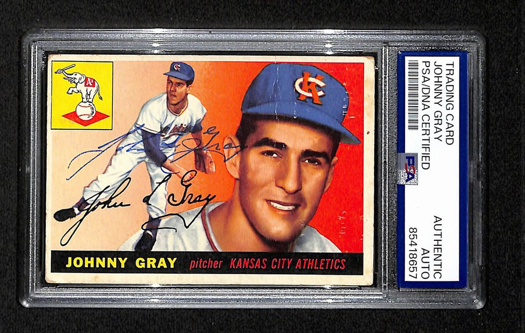 Johnny Gray Signed 1955 Topps Card #101 Kansas City Athletics PSA/DNA 195370
