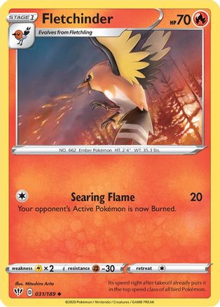 Fletchinder 031/189 - SWSH03 Darkness Ablaze Reverse Holofoil