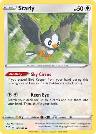 Starly 145/189 - SWSH03 Darkness Ablaze Reverse Holofoil