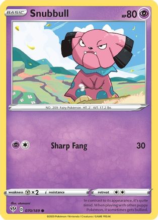 Snubbull 070/189 - SWSH03 Darkness Ablaze Reverse Holofoil
