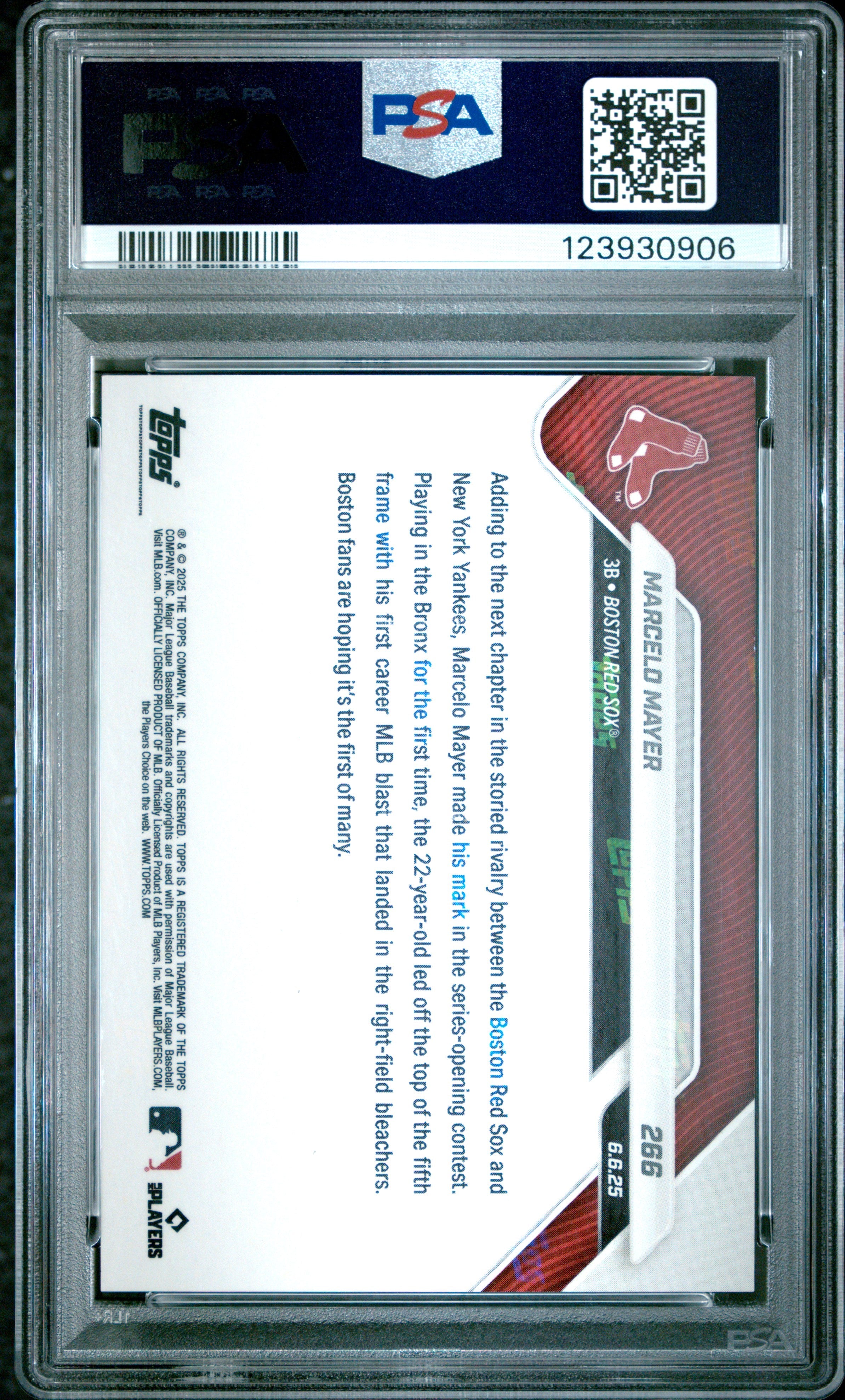 Graded 2025 Topps Now Marcelo Mayer #266 Gold Foil /50 Rookie RC Baseball Card PSA 10 Gem Mint