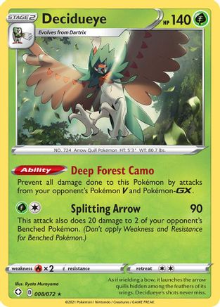 Decidueye 008/072 - Shining Fates Reverse Holofoil