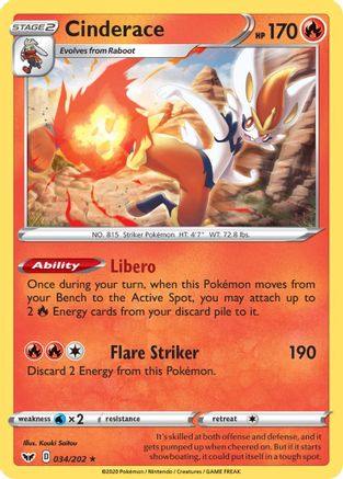 Cinderace (Non-Holo) 034/202 - Deck Exclusives