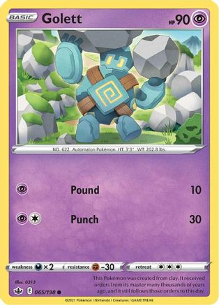 Golett 065/198 - SWSH06 Chilling Reign Reverse Holofoil