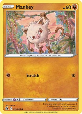 Mankey 133/264 - SWSH08 Fusion Strike Reverse Holofoil