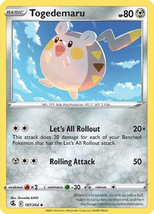 Togedemaru 187/264 - SWSH08 Fusion Strike Reverse Holofoil