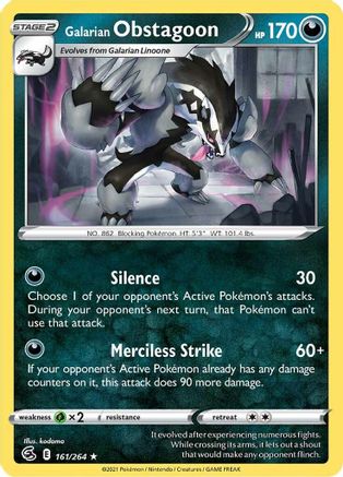 Galarian Obstagoon 161/264 - SWSH08 Fusion Strike Holofoil